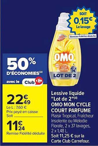 Lessive liquide "Lot de 2" OMO MON CYCLE COURT PARFUME