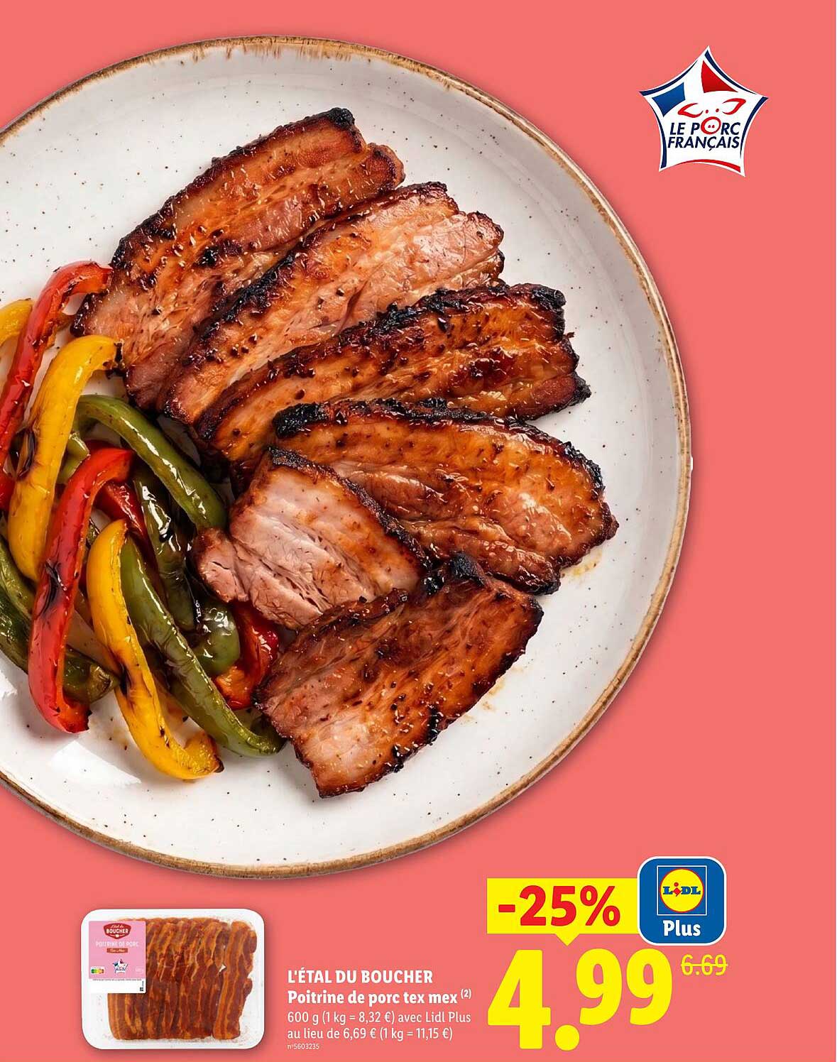 L'ÉTAL DU BOUCHER Poitrine de porc tex mex