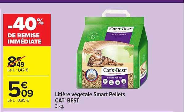 Litière végétale Smart Pellets CAT' BEST