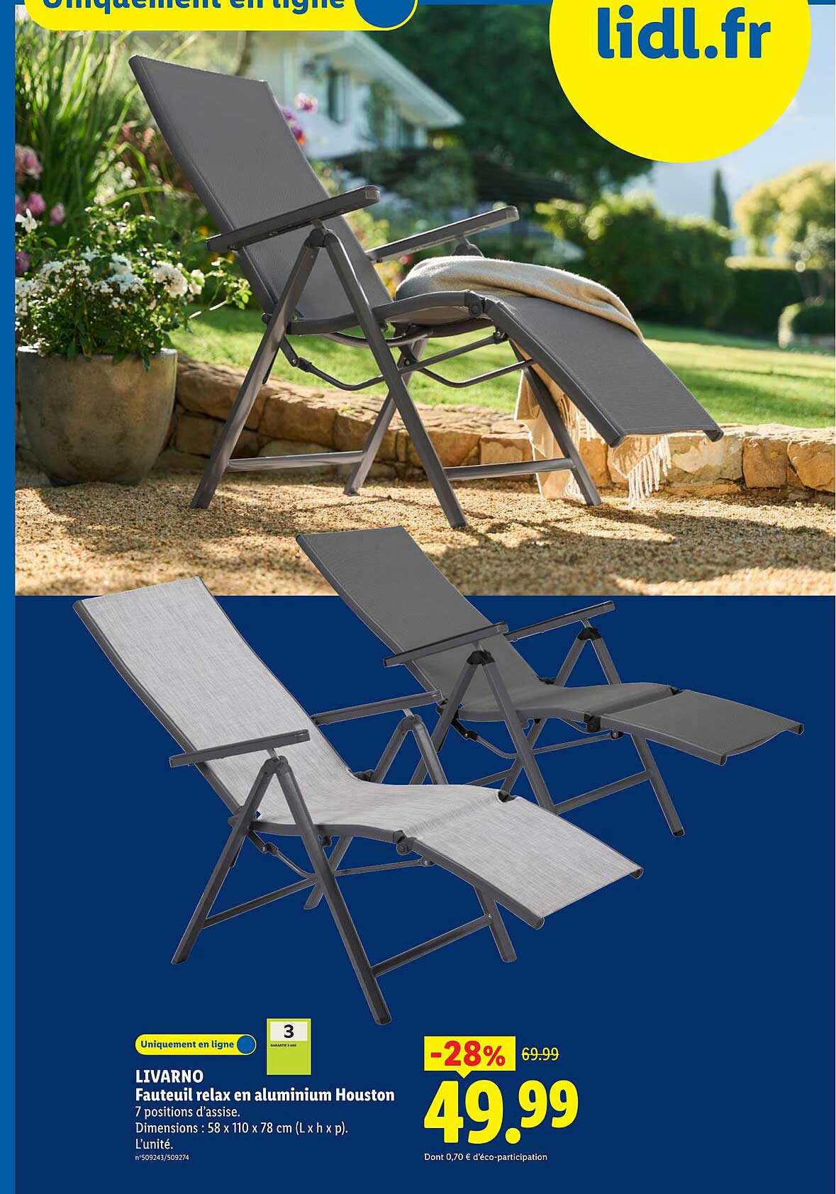 LIVARNO Fauteuil relax en aluminium Houston