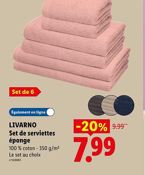 LIVARNO Set de serviettes éponge