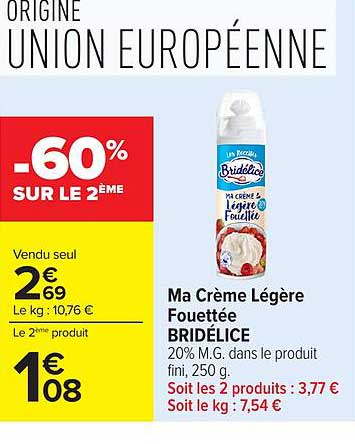 Ma Crème Légère Fouettée BRIDÉLICE
