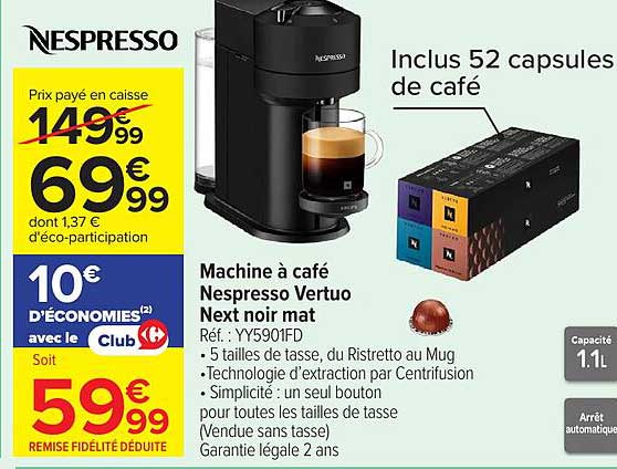 Machine à café Nespresso Vertuo Next noir mat