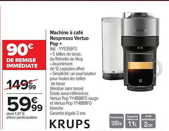 Machine à café Nespresso Vertuo Pop +