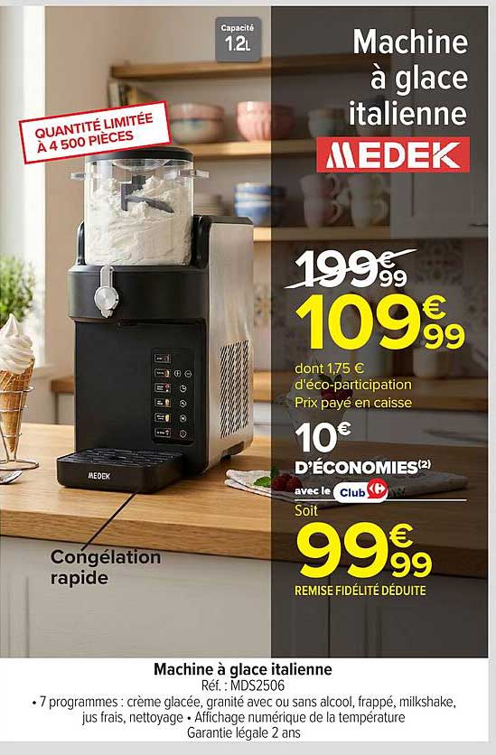 Machine à glace italienne MEDEK