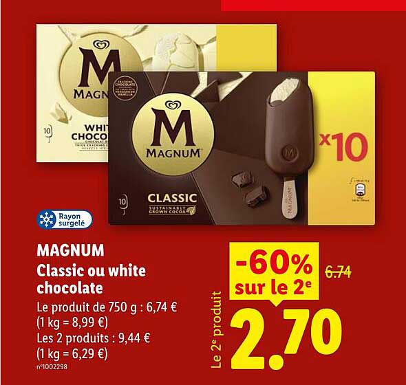 MAGNUM Classic ou white chocolate