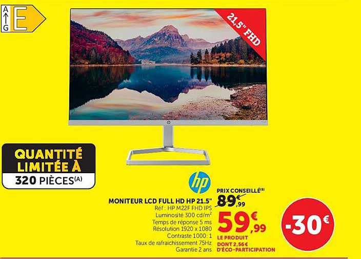 MONITEUR LCD FULL HD HP 21.5"