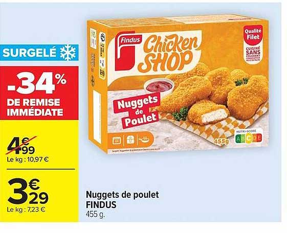 Nuggets de poulet FINDUS 455 g.
