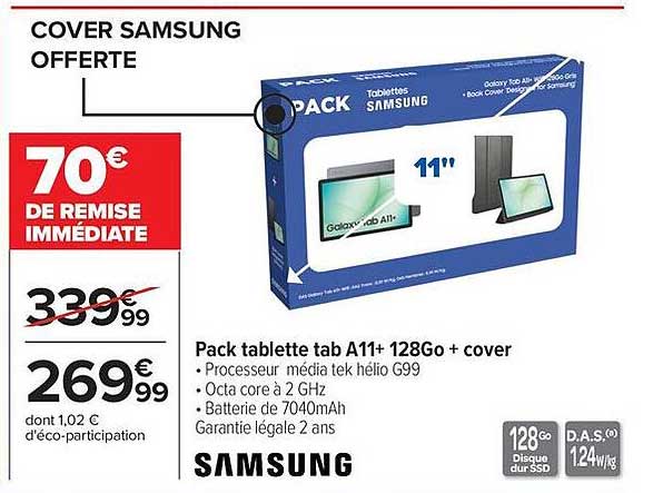 PACK Tablette tab A11+ 128Go + cover