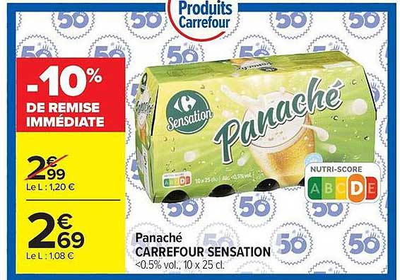Panaché CARREFOUR SENSATION <0.5% vol., 10 x 25 cl