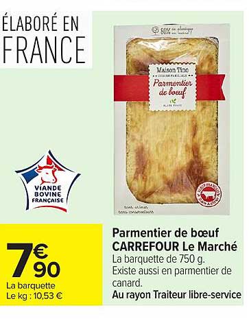 Parmentier de bœuf CARREFOUR Le Marché