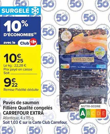 Pavés de saumon Filière Qualité congelés CARREFOUR EXTRA