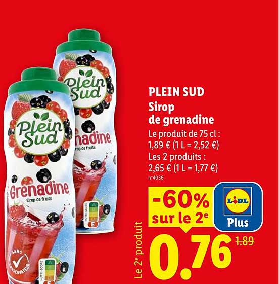PLEIN SUD Sirop de grenadine