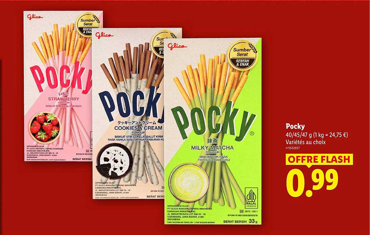 Pocky 40/45/47 g (1 kg = 24,75 €) Variétés au choix