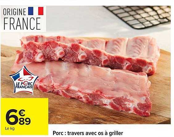 Porc : travers avec os à griller
