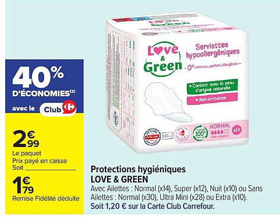 Protections hygiéniques LOVE & GREEN