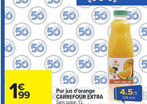 Pur jus d'orange CARREFOUR EXTRA