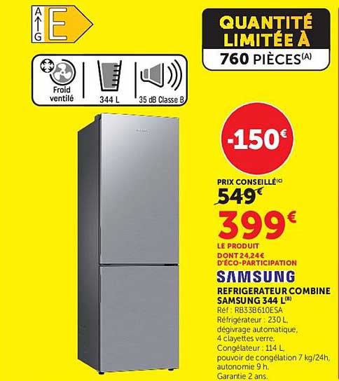 REFRIGERATEUR COMBINE SAMSUNG 344 L
