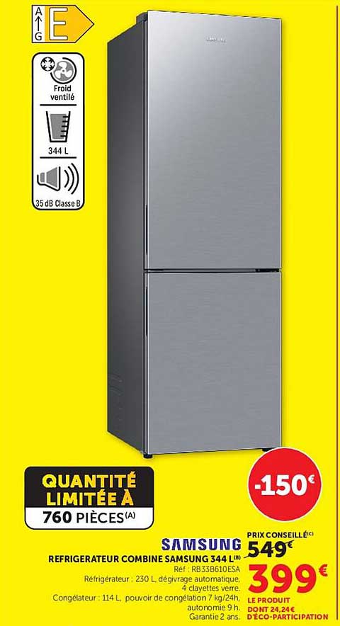 REFRIGERATEUR COMBINE SAMSUNG 344 L