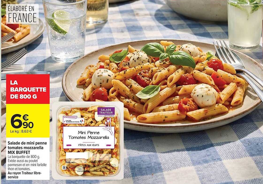 Salade de mini penne tomates mozzarella MIX BUFFET