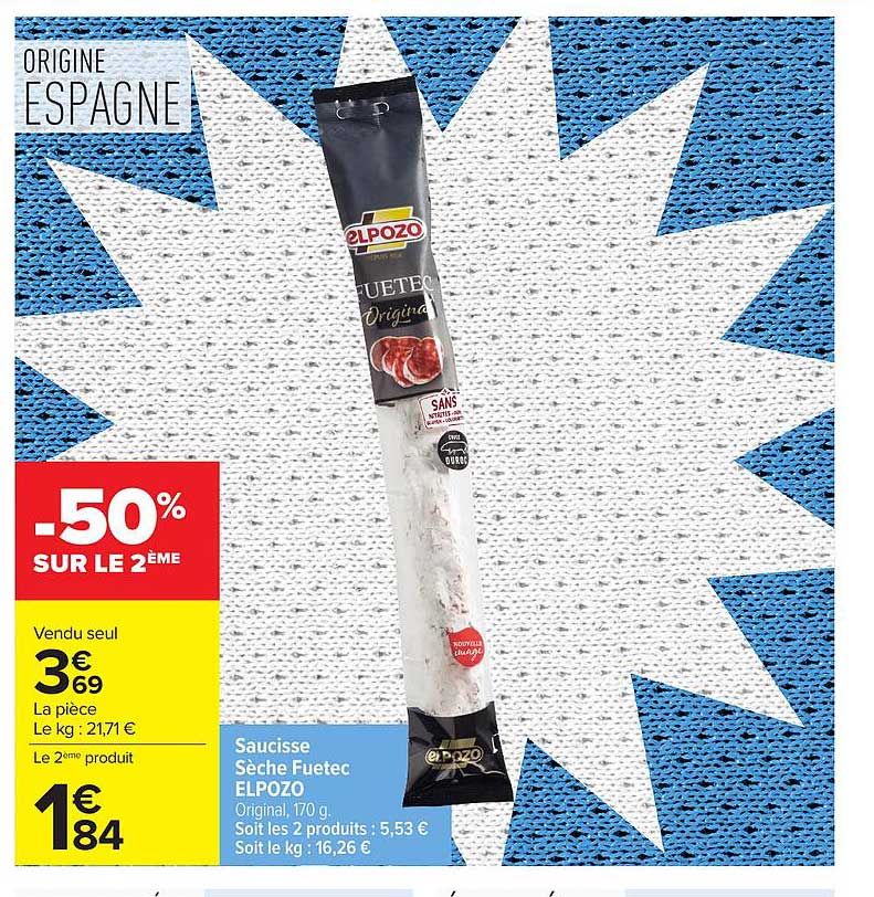 Saucisse Sèche Fuetec ELPOZO Original, 170 g