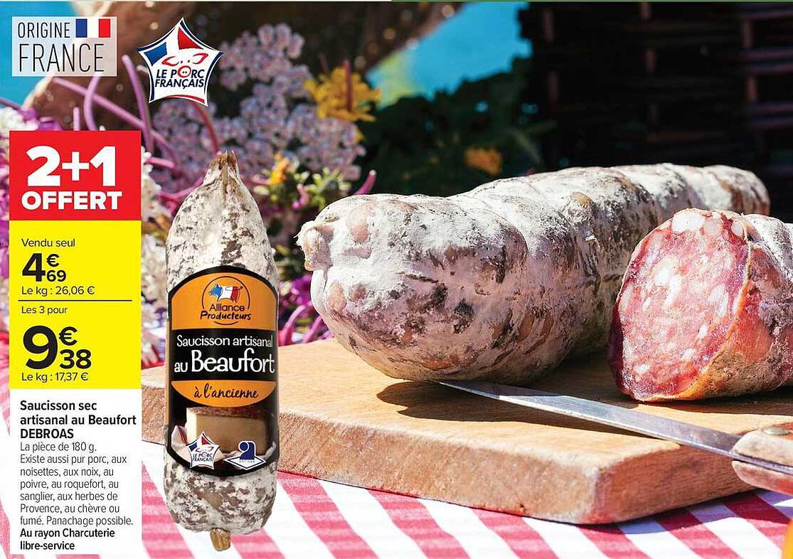 Saucisson sec artisanal au Beaufort DEBROAS