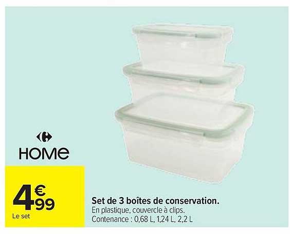 Set de 3 boîtes de conservation.