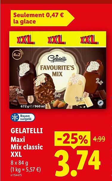Seulement 0,47 € la glace