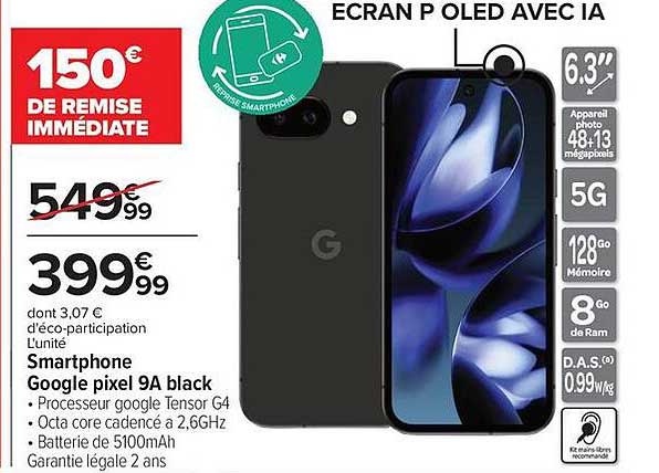 Smartphone Google pixel 9A black
