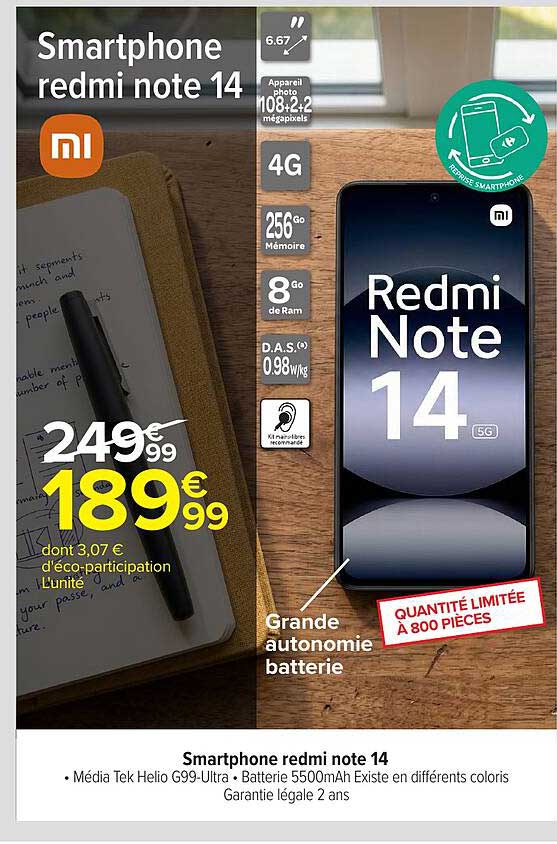 Smartphone redmi note 14