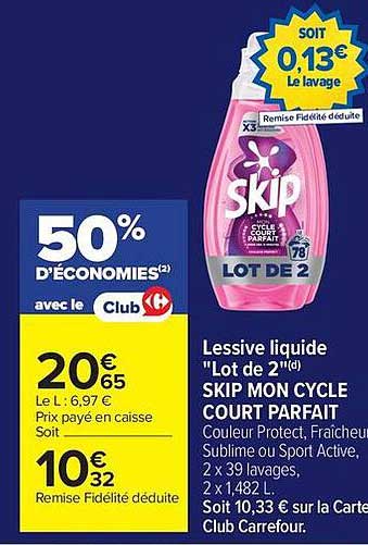 SOIT 0,13€ Le lavage