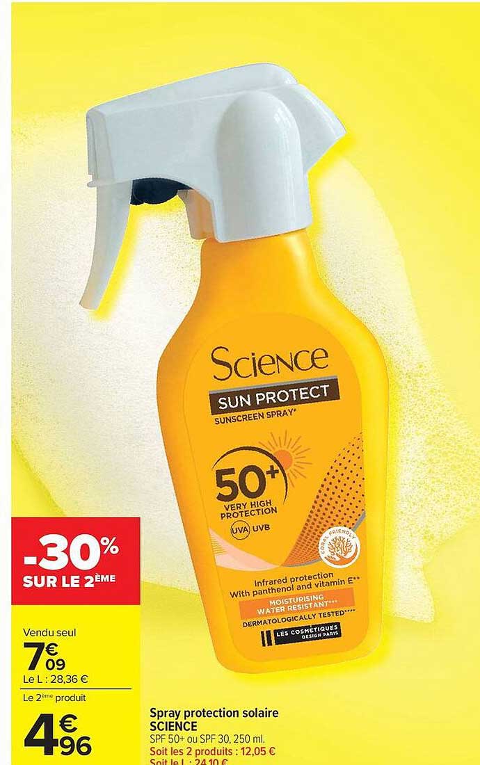 Spray protection solaire SCIENCE SPF 50+ ou SPF 30, 250 ml