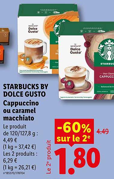 STARBUCKS BY DOLCE GUSTO Cappuccino ou caramel macchiato