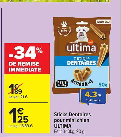 Sticks Dentaires pour mini chien ULTIMA