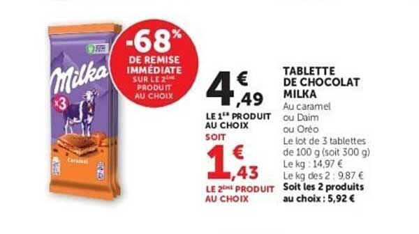 TABLETTE DE CHOCOLAT MILKA