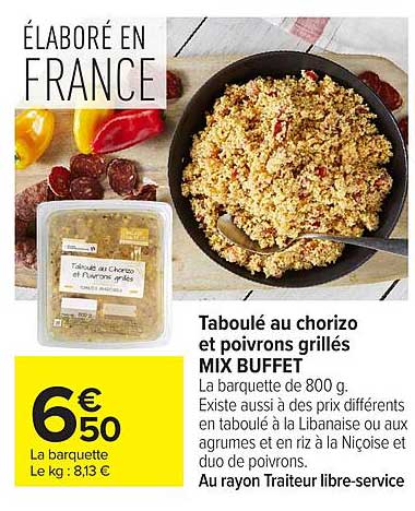 Taboulé au chorizo et poivrons grillés MIX BUFFET
