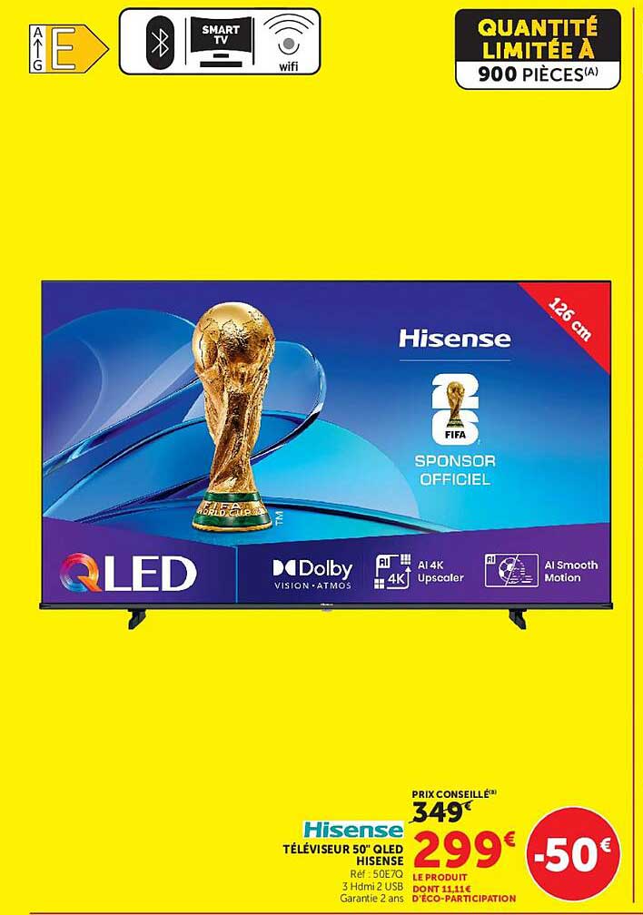 TÉLÉVISEUR 50'' QLED HISENSE