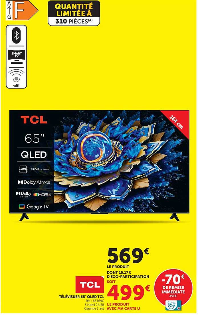 TÉLÉVISEUR 65" QLED TCL