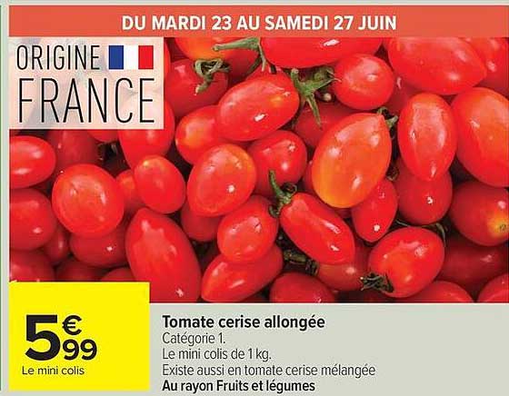 Tomate cerise allongée