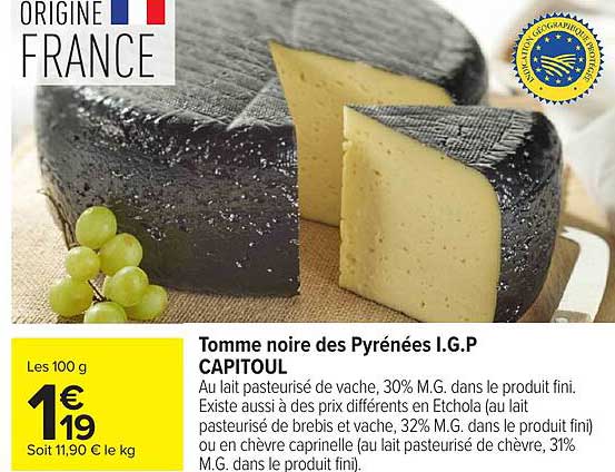 Tomme noire des Pyrénées I.G.P CAPITOUl