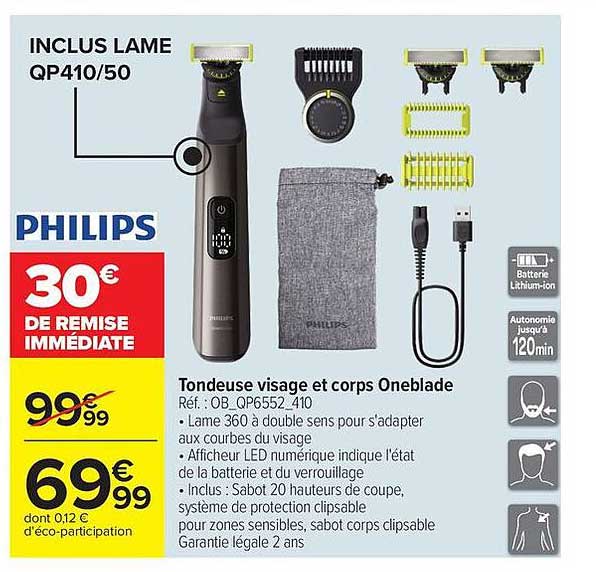 Tondeuse visage et corps Oneblade