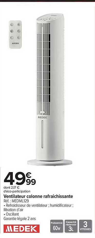 Ventilateur colonne rafraichissante