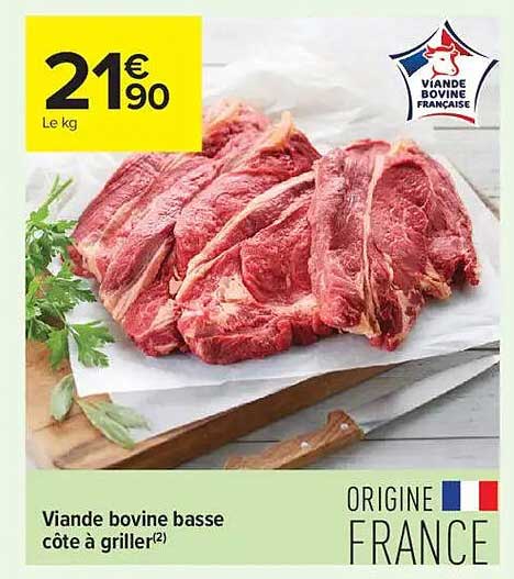 Viande bovine basse côte à griller