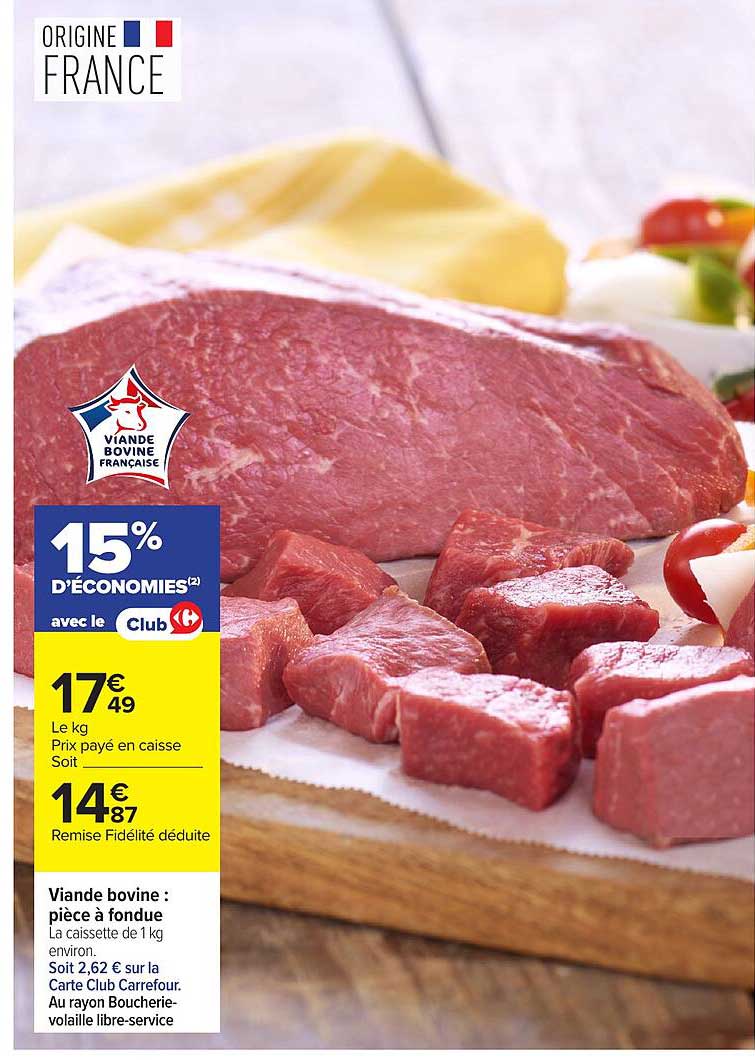 Viande bovine : pièce à fondue