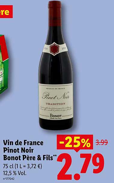 Vin de France Pinot Noir Bonot Père & Fils**