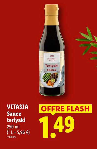 VITASIA Sauce teriyaki 250 ml (1 L = 5,96 €) n°196373 - OFFRE FLASH