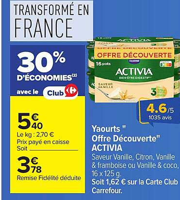 Yaourts "Offre Découverte" ACTIVIA