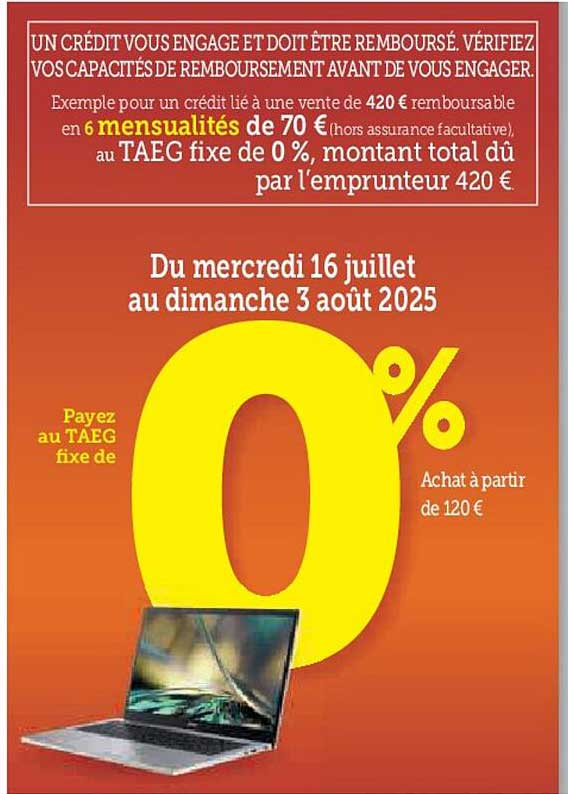 0% de TAEG sur vos achats