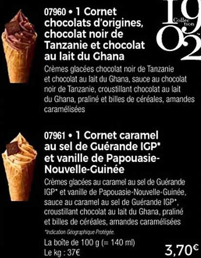 1 Cornet chocolats d'origines, chocolat noir de Tanzanie et chocolat au lait du Ghana
