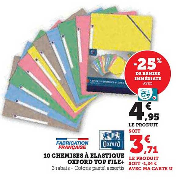 10 CHEMISES À ÉLASTIQUE OXFORD TOP FILE+